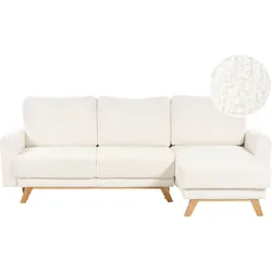 3-Sitzer Ecksofa Bouclé cremeweiß linksseitig mit Schlaffunktion Stauraum SIRO