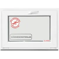 Kippfenster 80x50 cm 2 fach Verglasung - Alle Größen Kunststofffenster mit 60mm Profil - Kellerfenster BxH: 800x500mm Perfekt für Fenster Gartenhaus, Garagenfenster, Hauskeller mit Kipp System