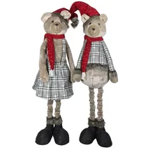 Christmas Paradise Bär ausziehbar 90-120cm(120-150cm) 2 Stück Teleskopbeine Teddybär Dekofigur grau