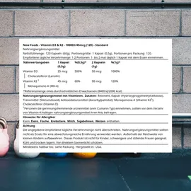 NOW Foods Vitamin D-3 & K-2 1000 IU 45 mcg veg Kapseln 120 St.