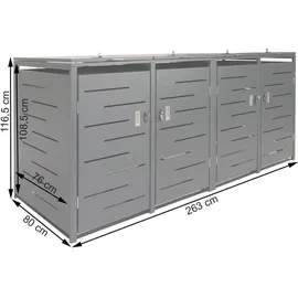 MCW Mülltonnenverkleidung MCW-E83 263 x 116 x 80 cm silber