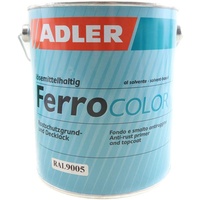 ADLER Ferrocolor - RAL9005 Tiefschwarz 2,5 L - 3in1 Rostschutzfarbe - Metallfarbe mit speziellem Rostschutz für Metall Eisen, Stahl, Zink und Aluminium innen und außen - Metalllack