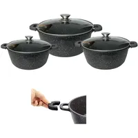 Ceffinger XXL Kochtopf Kasserolle Topf Set 6-tlg schwarz Glasdeckel