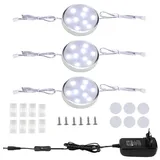 LABOREDUCER Unterbauleuchte Küche LED 3 Stück,Schrankleuchte Regalbeleuchtung Kleiderschrankleuchten mit Schalter und Stecker,Schrankbeleuchtung für Küche,Schrank (Kaltweiß6000K)