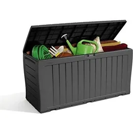 KETER Marvel Plus Aufbewahrungsbox, 270L Fassungsvermögen, wetterfest & langlebig, Sitzgelegenheit für 2 Personen, Grau, ideal für Garten, Terrasse & Balkon