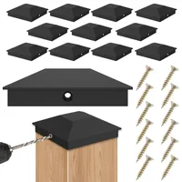 Foppla12 Stück Pfostenkappen 9x9cm Zaunkappen Kappen für Holzpfosten, Deck Pfosten Pfostenkappe Abdeckkappen für Zaunpfoste mit Schrauben (24)