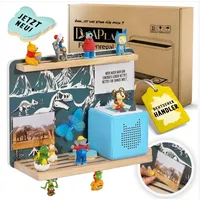 DUAPLAN Kinder-Regal Kompatibel mit Toniebox & 40 Tonies-Hörfiguren! [Jetzt NEU:Magnetisch] Platzsparendes Wandregal zur Aufbewahrung im Kinderzimmer Mädchen Jungen Grau Dino (Grau-Grün)