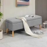 HOMCOM Sitzbank Polsterbank mit Stauraum scandinavia Polyester Holz Grau