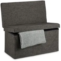 Relaxdays Faltbarer braun Holzwerkstoff, Textil, 76x73x38 cm Wohnzimmer, Hocker, Sitzhocker