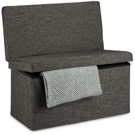 Relaxdays Faltbarer braun Holzwerkstoff, Textil, 76x73x38 cm Wohnzimmer, Hocker, Sitzhocker