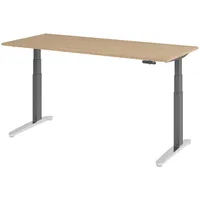 Bümö Schreibtisch Eiche, Graphit, Nachbildung,Eiche, Rechteckig, 180x74x80 cm, FSC