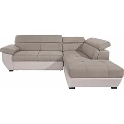 Polstergarnitur COTTA "Speedway L-Form", braun (schlamm, schlamm), B:262cm, Sitzmöbel-Sets, Set bestehend aus: Ecksofa mit Kopfteilverstellung & Hocker