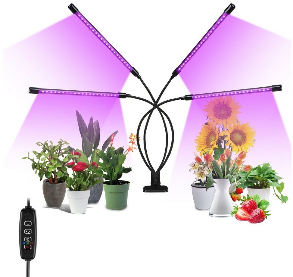 160W LED Pflanzenlampe Vollspektrum 4 Kopf Grow Light Lamp für Garten Pflanzen 
