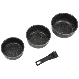 JJA 135112 Set 3 Töpfe + abnehmbarer Griff Stein 16/18/20 cm