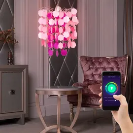 ETC Shop Smart Kinder Hänge Leuchte dimmbar Spiel Mädchen pink Decken Lampe App Sprachsteuerung im Set inkl. RGB LED Leuchtmittel