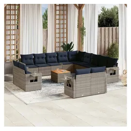 vidaXL Gartensofa-Set 14-tlg. grau Polyrattan