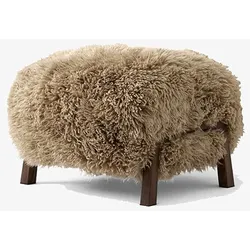 &tradition Wulff ATD3 Pouf Gestell Walnuss, Stoff Sheepskin 50mm Honey