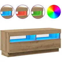 vidaXL TV-Schrank mit LED-Leuchten Artisan-Eiche 100x35x40 cm