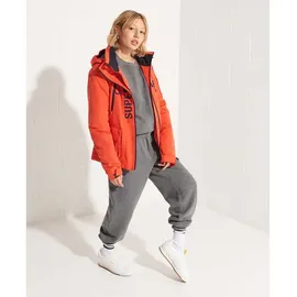 Superdry Damen. Ultimate SD-Windcheater mit Kapuze Kräftiges Orange/Kräftiges Marineblau 38 - 38