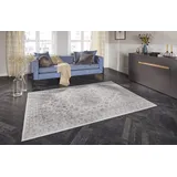 ELLE Decoration Nain Orientalischer Teppich - Kurzflor Vintage-Look Orientalisch Ornamente-Muster Klassischer Orientteppich für Wohnzimmer Esszimmer Flur oder Schlafzimmer Hellgrau, 80x150cm