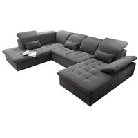 ed-lifestyle Wohnlandschaft Wayne U Sofa 3-teilig Holzwerkstoff/Nosag - Stone - mind. 14 Tage Rückgaberecht