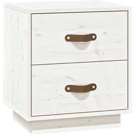 vidaXL Nachttisch Weiß 40x34x45 cm Massivholz Kiefer