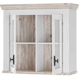 Home Affaire Hängeschrank HOME AFFAIRE "Florenz, Glashängeschrank in Pinie Weiß, Wandschrank", weiß (pinie weiß), B:92cm H:85cm T:34cm, Schränke, Hängeschrank, mit verschnörkeltem Metallgriff, im Landhausstil
