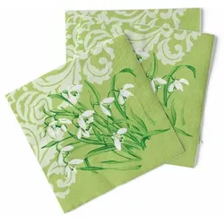 Sovie HORECA Serviette Melanie in grün  aus Tissue 33 x 33 cm, 100 Stück Hochzeit Frühling Blumen
