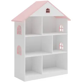 [en.casa] Kinderregal 83 x 106,5 x 30 cm Holzwerkstoff rosa weiß