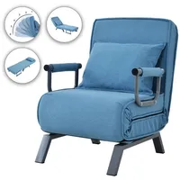 Powerwill Sofa Umwandelbarer Schlafsofa-Schlafsessel,klappbarer Sessel mit Kissen blau
