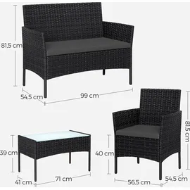 Songmics Gartenlounge-Set 4-tlg. grau/schwarz