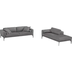 Polstergarnitur EGOITALIANO "Masu, Design trifft sensationellen Sitzkomfort", grau (zinn), H:95cm T:97cm, Sitzmöbel-Sets, Höhe der Rückenkissen und Sitztiefe verstellbar, 3 Rollkissen