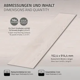 ML-Design PVC Bodenbelag Selbstklebende 91,5x15,3 cm Weiß Eiche