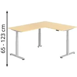 Hammerbacher Winkelschreibtisch XDSMW Ahorn / Silber