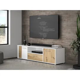 Forte Cardigan TV-Schrank TV-Board, 2 farbig, Stauraum Kabelführung weiß