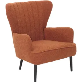 Mendler Lounge-Sessel HWC-K37 Bouclé 75 x 80 x 75 cm terrakotta mit Kissen