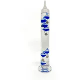 30cm tall Free standing galileo thermometer with blue coloured baubles