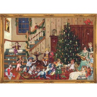 Nostalgischer Adventskalender für Erwachsene und Kinder mit Bildern und Glimmer "Weihnachtsabend"