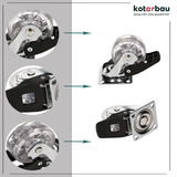 KOTARBAU® 12er Set Transparente Möbelrollen Ø 50 mm mit Bremse für alle Bodenarten Lenkrolle Gummirolle Transportrolle Sofarolle Schieberolle W...