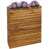 Mendler Pflanzkasten HWC-L21, Hochbeet Pflanzkübel Blumentopf, eckig 77x63x23cm Outdoor Akazie Holz braun