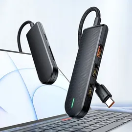 Mcdodo HU-1430 5 in 1 USB-C HUB, 3-Port USB-Hub (1x 3.0, 2x 2.0) + SD Cardreader, schwarz