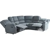 Beliani Ecksofa Stoff Manuell Verstellbar Sesselfunktion Relaxfunktion Modern Wohnzimmer - Grau