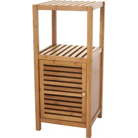 Mendler Badregal HWC-B18, Badezimmer Badschrank Standregal mit Tür, Bambus ~ 80x36x34cm