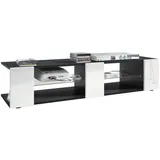 Vladon Movie V2 Lowboard 135x30x39 cm Schwarz matt/Weiß Hochglanz MDF