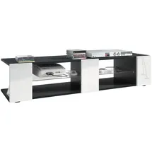 Vladon Movie V2 Lowboard 135x30x39 cm Schwarz matt/Weiß Hochglanz MDF