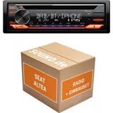 JUST SOUND best choice for caraudio Autoradio Einbaupaket JVC KD-DB922BT passend für Seat Altea + Lenkradfernbedienung Schwarz | Bluetooth Telefonieren Audiostreaming