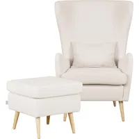 Home Affaire Ohrensessel Sallito Polyester 76 x 109 x 85 cm Beige mit Hocker