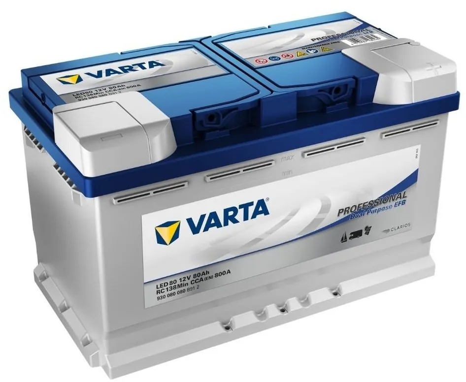 VARTA VARTA LED80 Professional Dual Purpose EFB 80Ah 12V 800A Batterie Batterie, (12 V V)