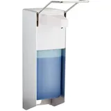 Relaxdays Eurospender, 1000 ml, Desinfektionsmittel, Seife, Ellenbogen-Hebel, Wandbefestigung, Hygienespender, silber