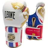 Leone1947 Thai Style Leder Künstliche Boxhandschuhe - White - 10 oz